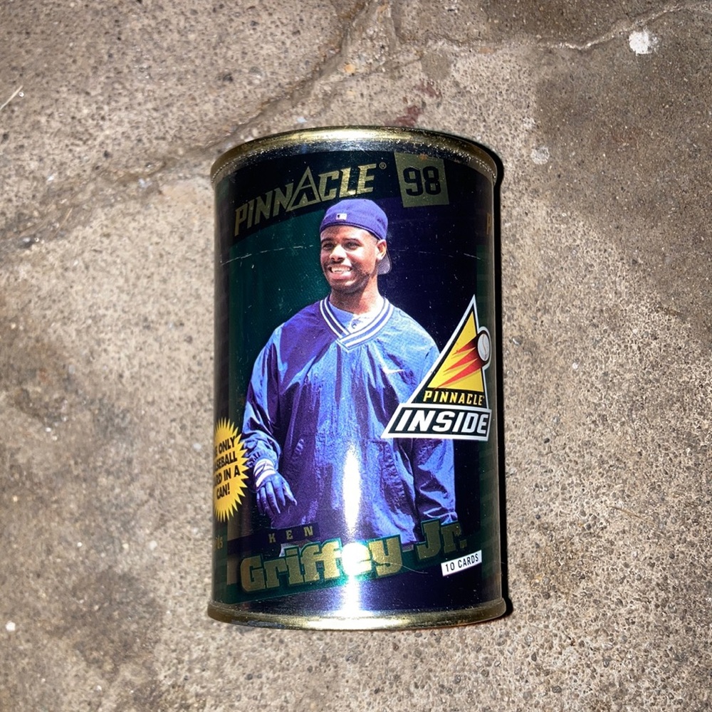 🏟⚾️ Pinnacle 98 Ken Griffey, Jr. 10 Baseball Cards in a Can EMPTY Can $3 ⚾️🧢